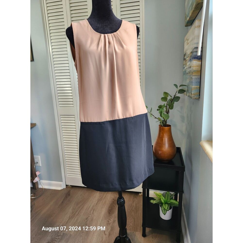 GAP Two-Tone Blush Pink and Charcoal Sleeveless Shift Dress
